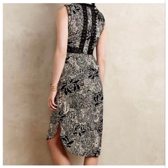 Anthropologie Holding Horses Suraja Tunic Dress Black Beige Paisley Size 4 - Picture 3 of 10